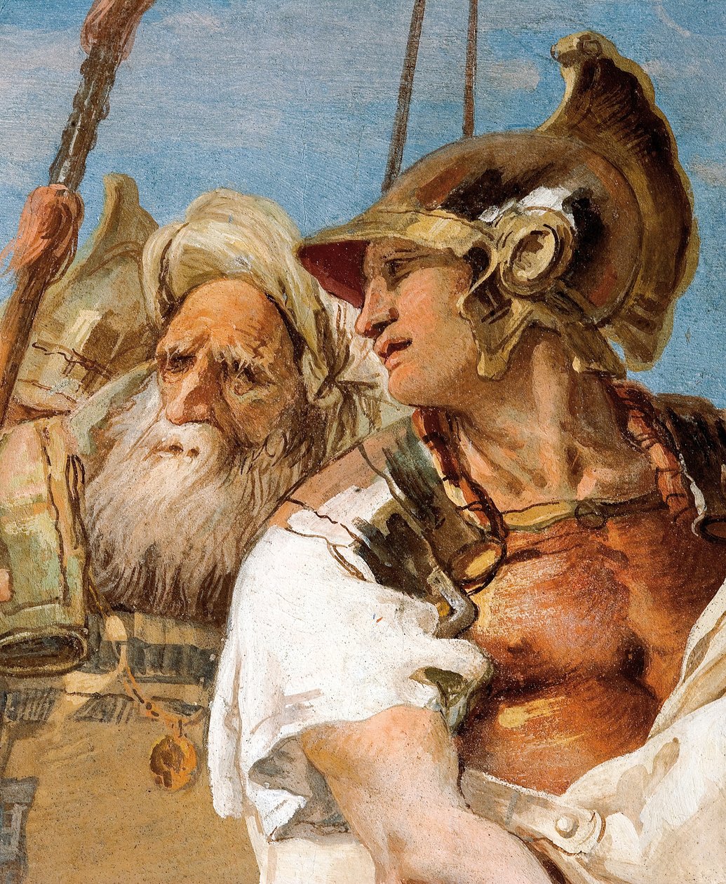 Detalje af Aeneas, fra Aeneid præsenterer Amor, forklædt som Ascanius, til Dido, fra Æneidens værelse i Palazzina, 1757 af Giovanni Battista Tiepolo