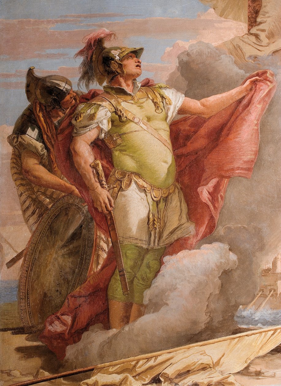 Detalje af Æneas, fra Venuss Farvel til Æneas, fra Æneidsrummet i Palazzina, 1757 af Giovanni Battista Tiepolo