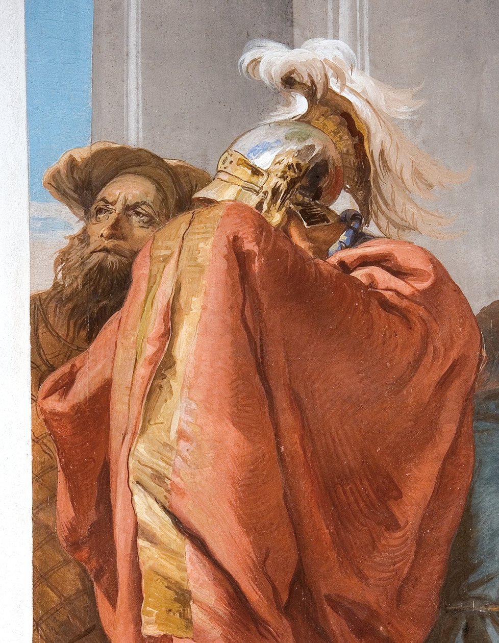 Detalje af Agamemnon, fra The Sacrifice of Iphigenia, fra entréen i Palazzina, 1757 af Giovanni Battista Tiepolo