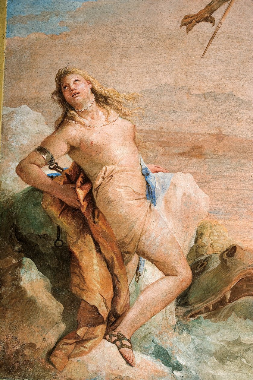 Detalje af Angelica, fra Ruggero befrier Angelica, fra Orlando Furiososos værelse i Palazzina, 1757 af Giovanni Battista Tiepolo