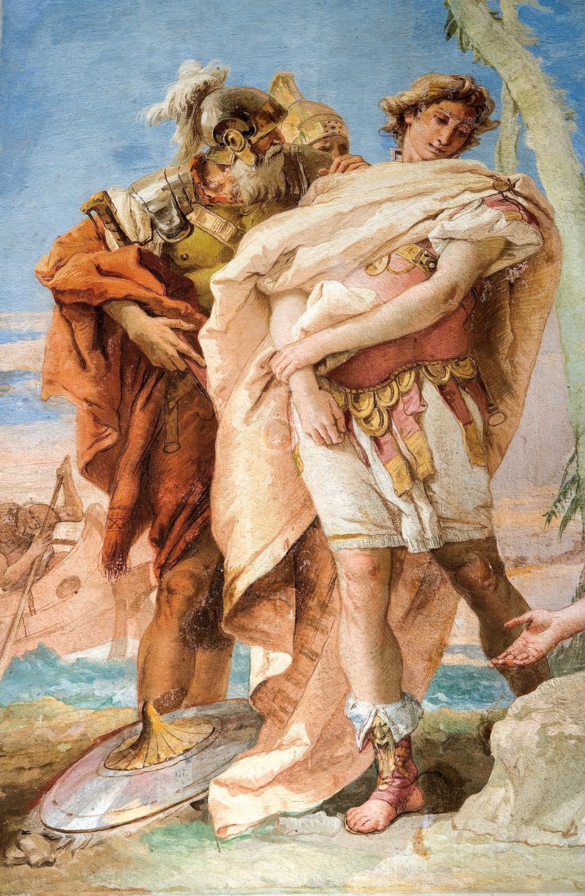 Detalje af Rinaldo, fra Rinaldo, der forlader Armida, fra Jerusalems værelse leveret i Palazzina, 1757 af Giovanni Battista Tiepolo