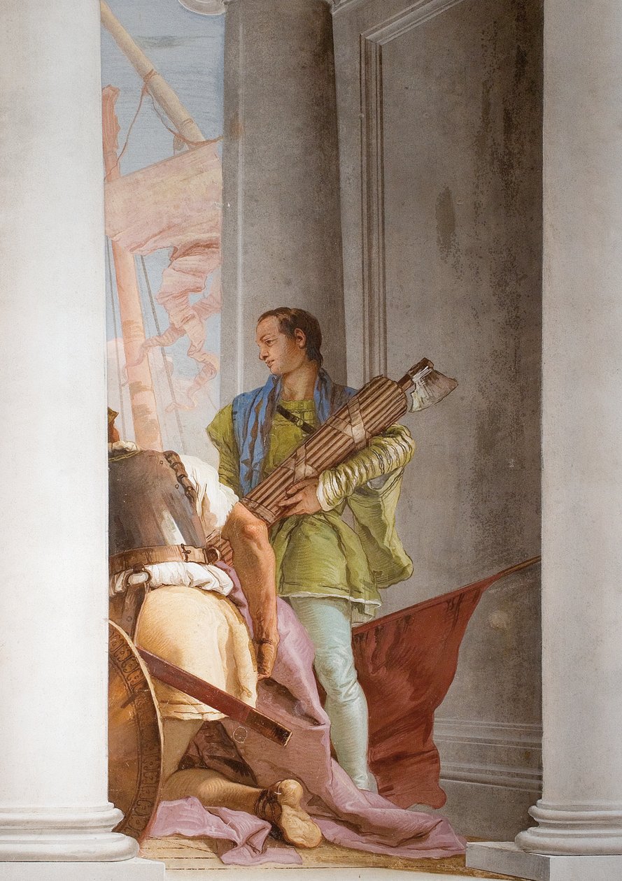 Detalje af den græske flåde i Aulis, fra indgangshallen i Palazzina, 1757 af Giovanni Battista Tiepolo