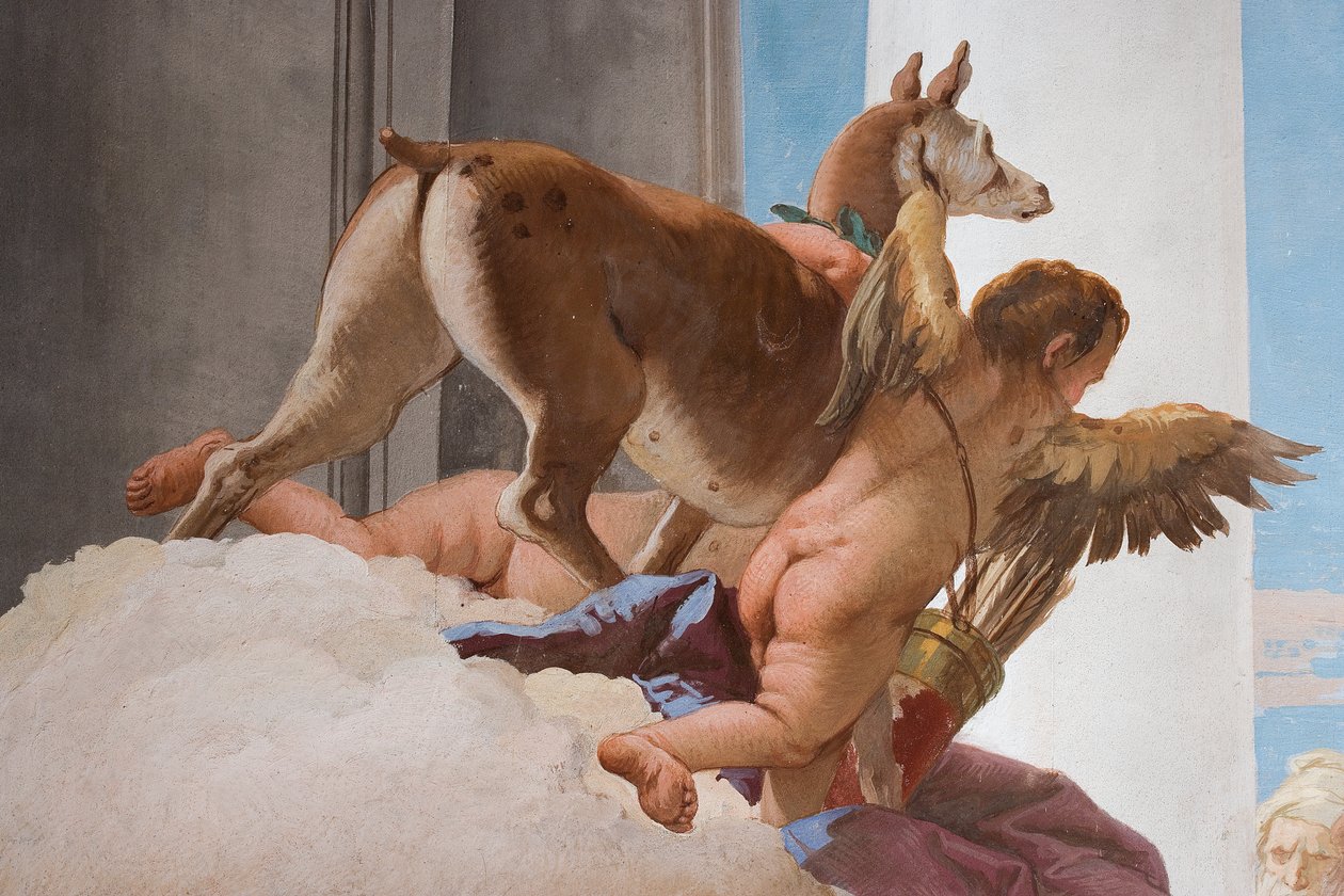 Detalje af offerhinden fra The Sacrifice of Iphigenia, fra entréen i Palazzina, 1757 af Giovanni Battista Tiepolo