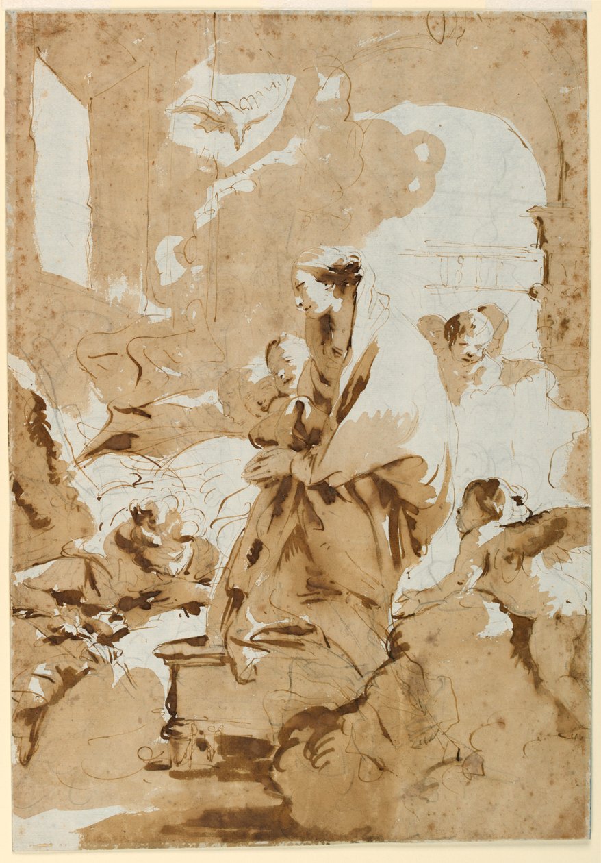 Tegning, Bebudelsen, ca. 1732 af Giovanni Battista Tiepolo