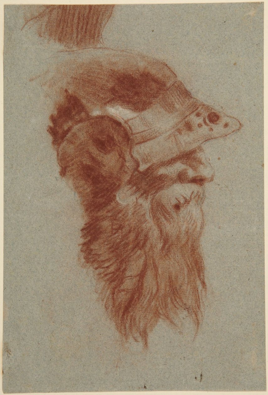 Hovedstudie af en skægget soldat til Kaisersaal i Würzburg af Giovanni Battista Tiepolo