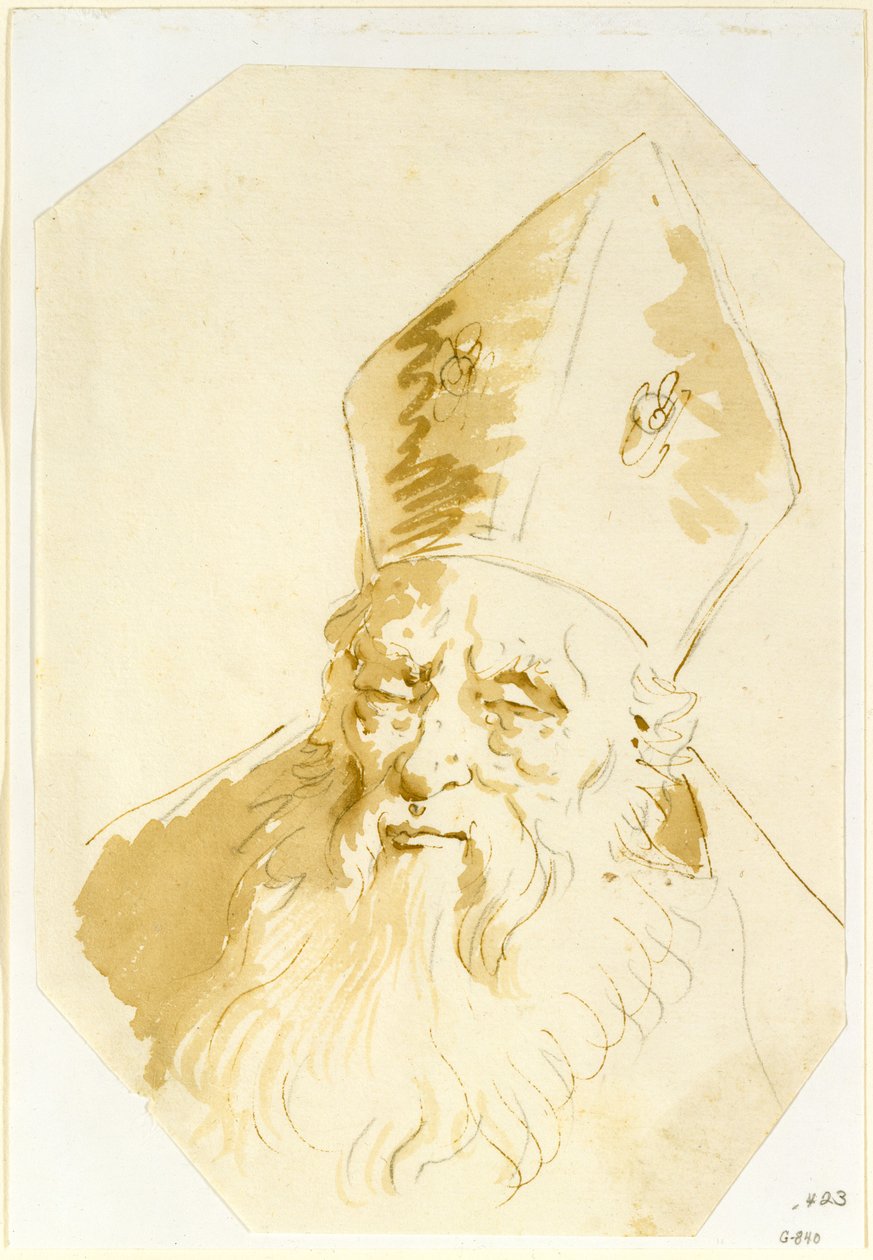 En biskops hoved af Giovanni Battista Tiepolo