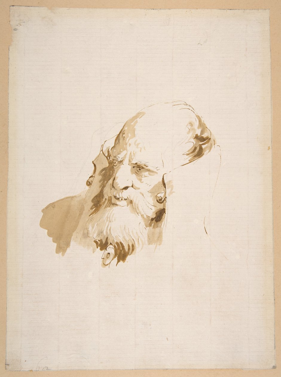 Hovedet af en mand med høj krave af Giovanni Battista Tiepolo