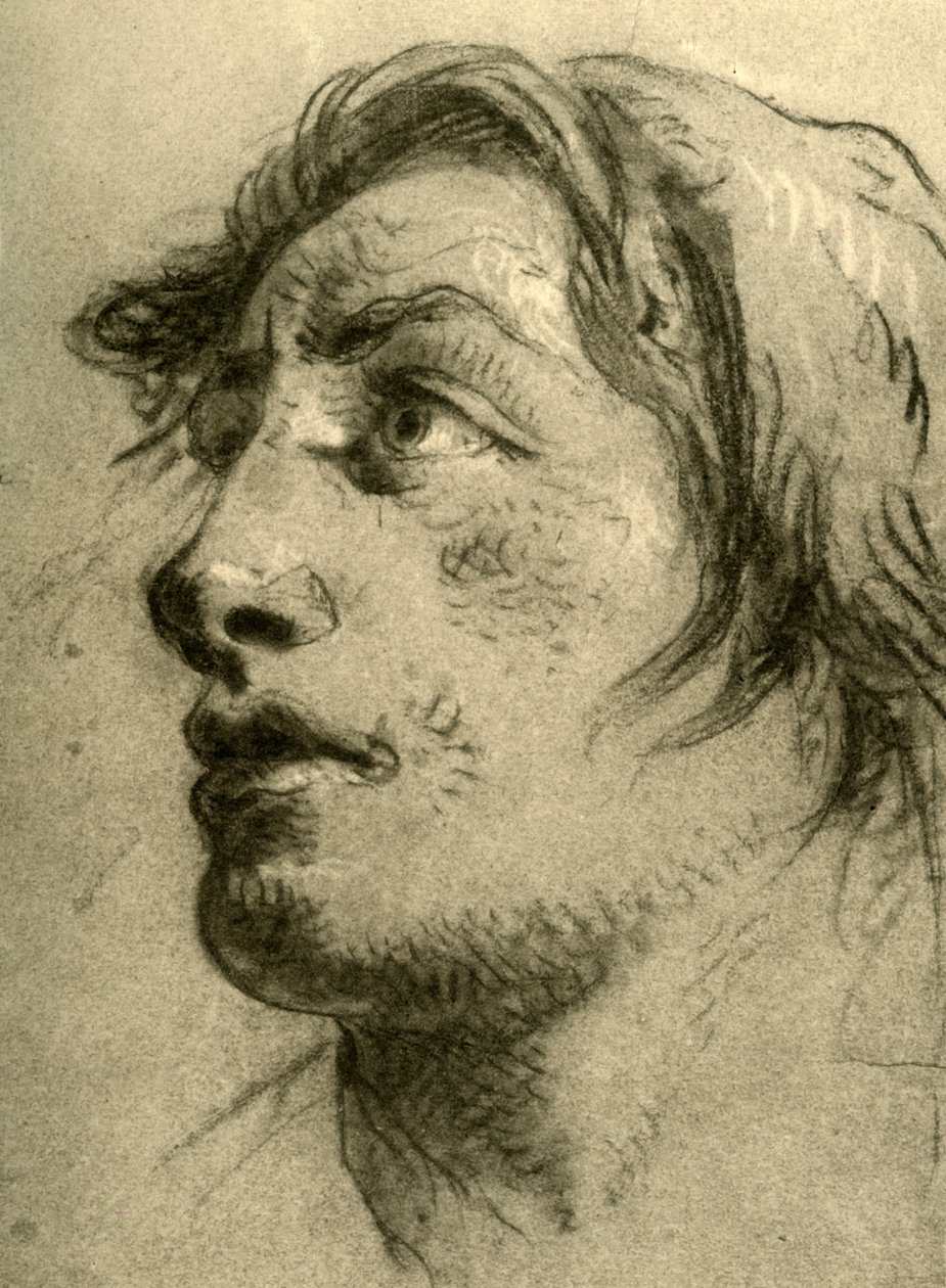 Leder af en ungdom, næsten i profil og kigger op, midten af 1700-tallet, 1928 af Giovanni Battista Tiepolo