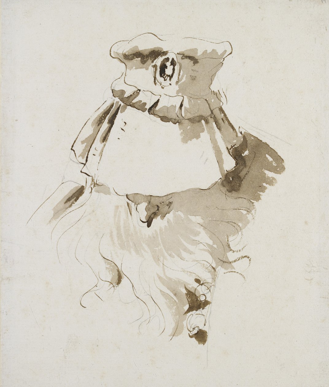 Hoved af en skægget mand (pen og brunt blæk med brun vask over sort kridt på hvidt papir) af Giovanni Battista Tiepolo