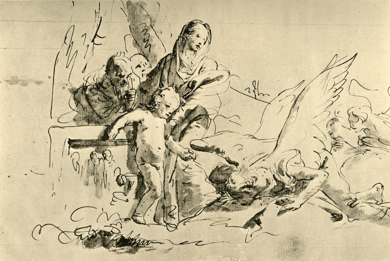 Hellig familie og engle, midten af det 18. århundrede, 1928 af Giovanni Battista Tiepolo