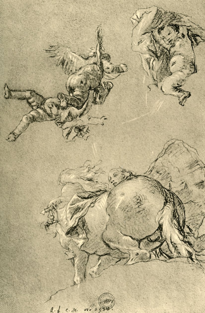 Svævende amoriner og en af horaerne med en solstue, 1752-1753, 1928 af Giovanni Battista Tiepolo