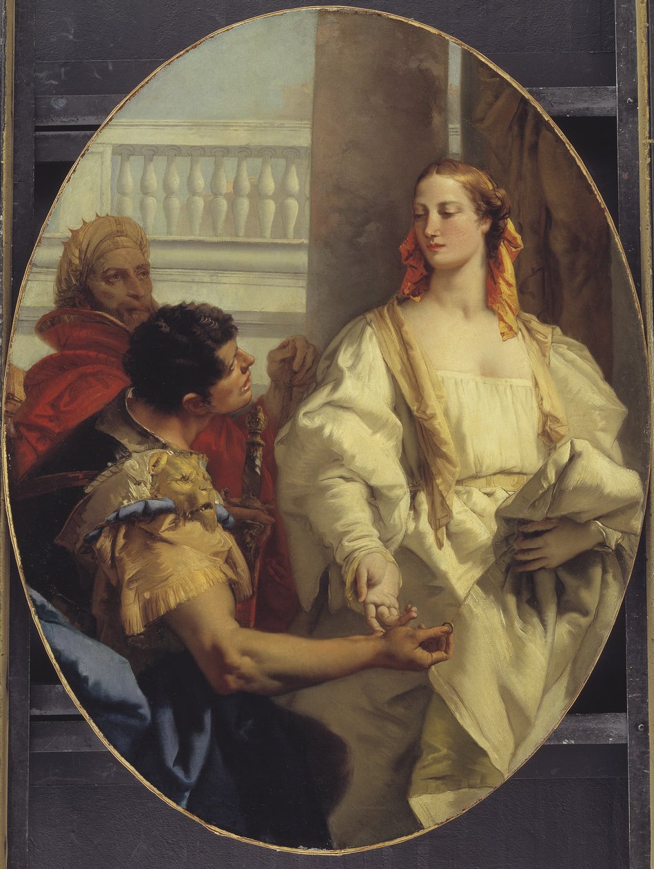 Latinus ofrer sin datter Lavinia til Æneas i ægteskab af Giovanni Battista Tiepolo