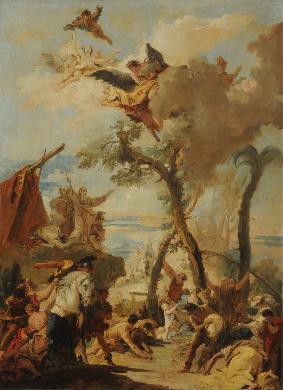 Hebræerne samler Manna i ødemarken (skitse) af Giovanni Battista Tiepolo
