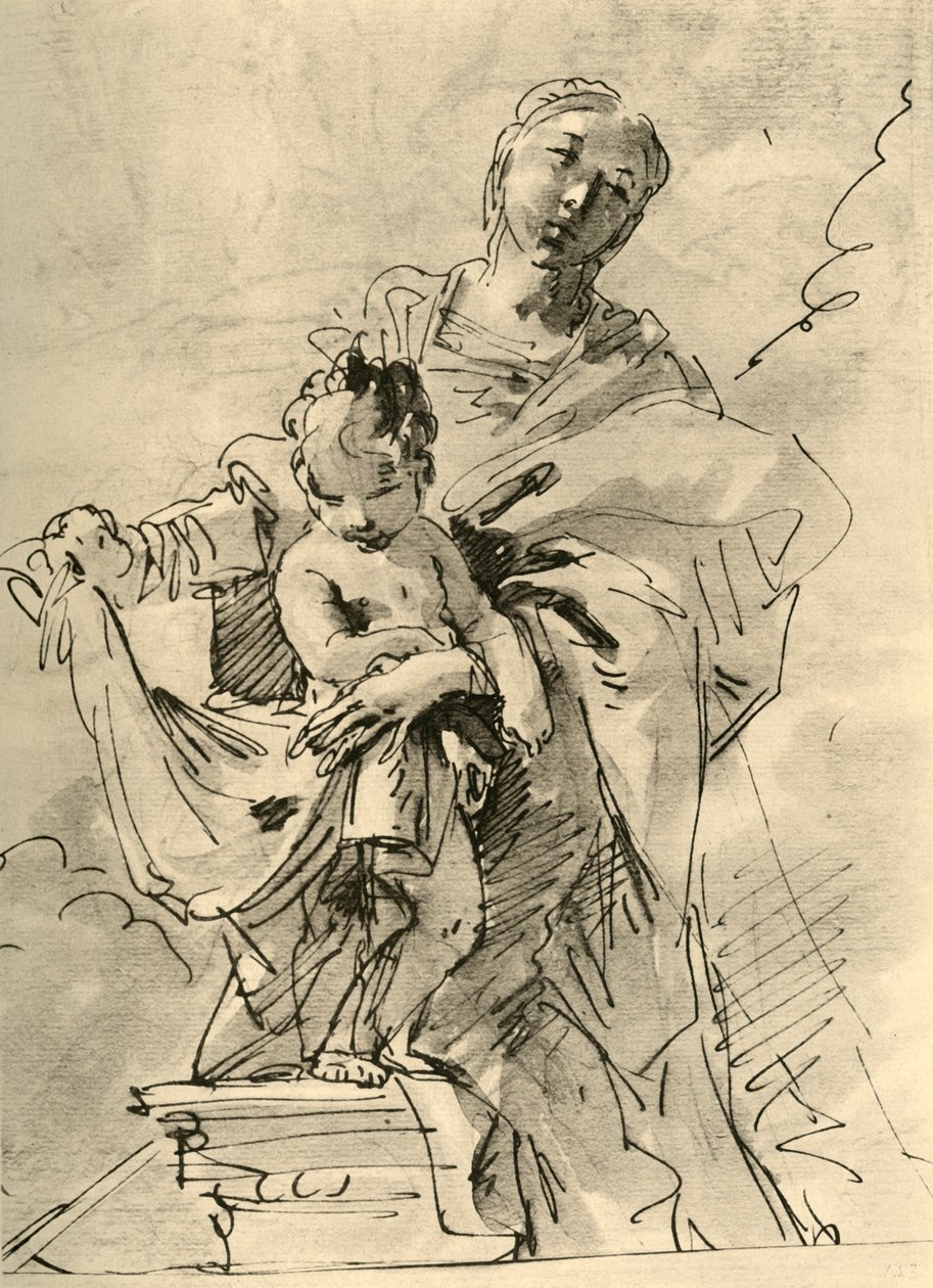 Madonna and Child, midten af det 18. århundrede, 1928 af Giovanni Battista Tiepolo