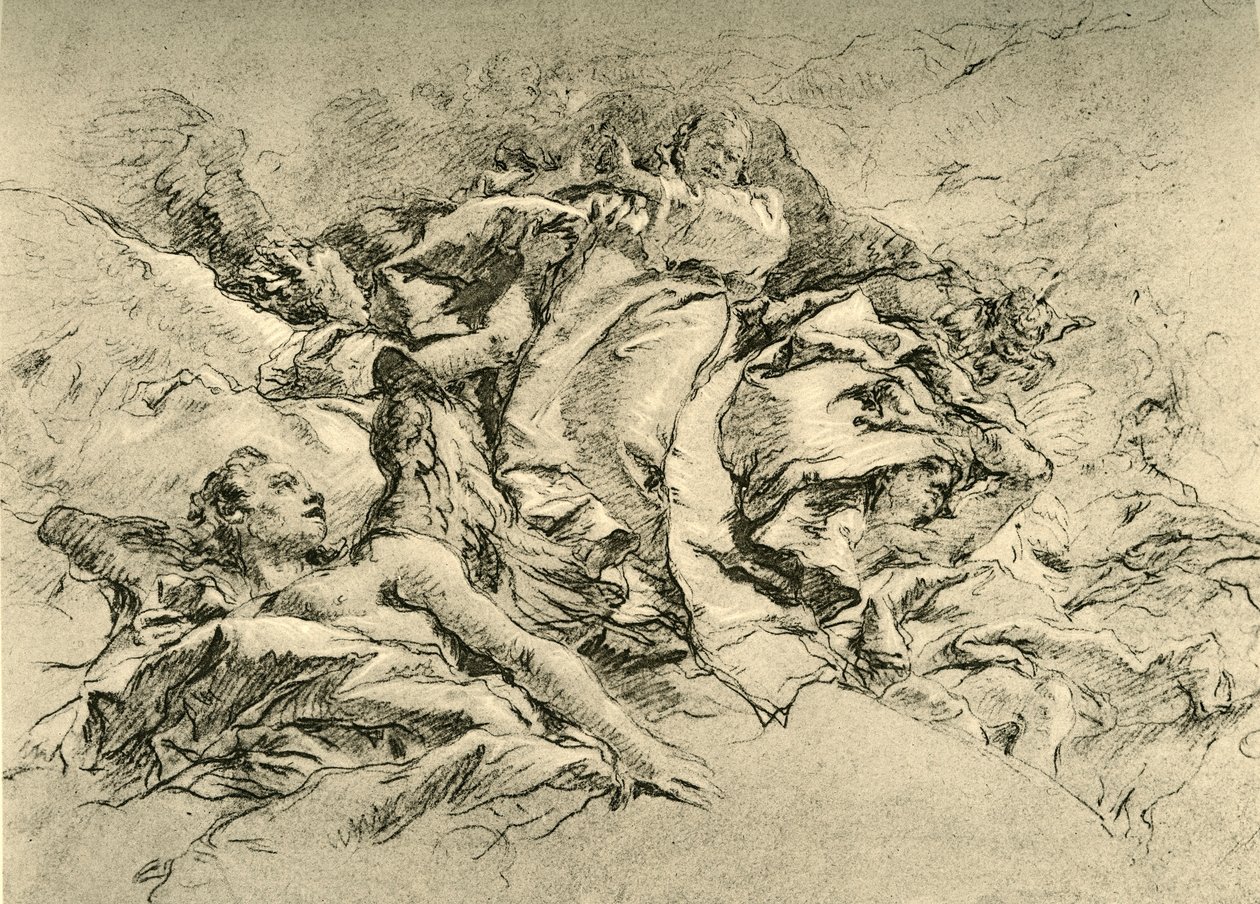 Madonna i skyer omgivet af engle, c1754, 1928 af Giovanni Battista Tiepolo
