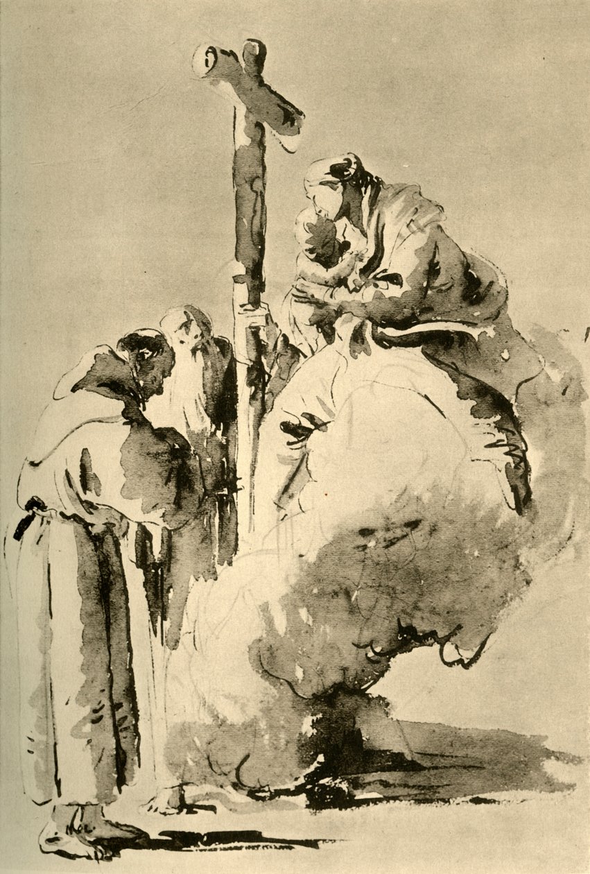 Madonna med to hellige munke, midten af det 18. århundrede, 1928 af Giovanni Battista Tiepolo