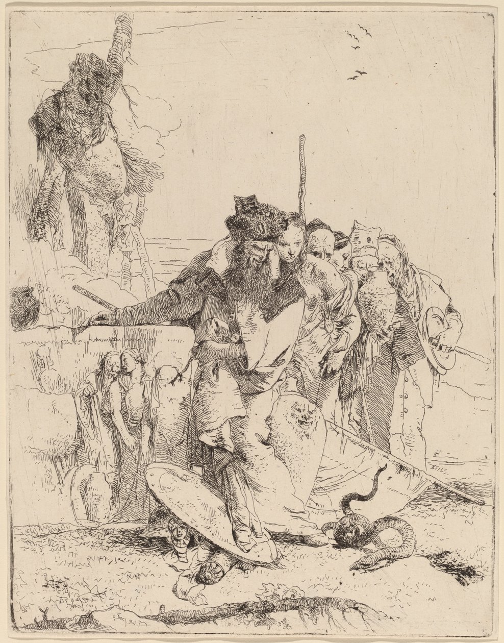 Tryllekunstner og andre om en slange af Giovanni Battista Tiepolo