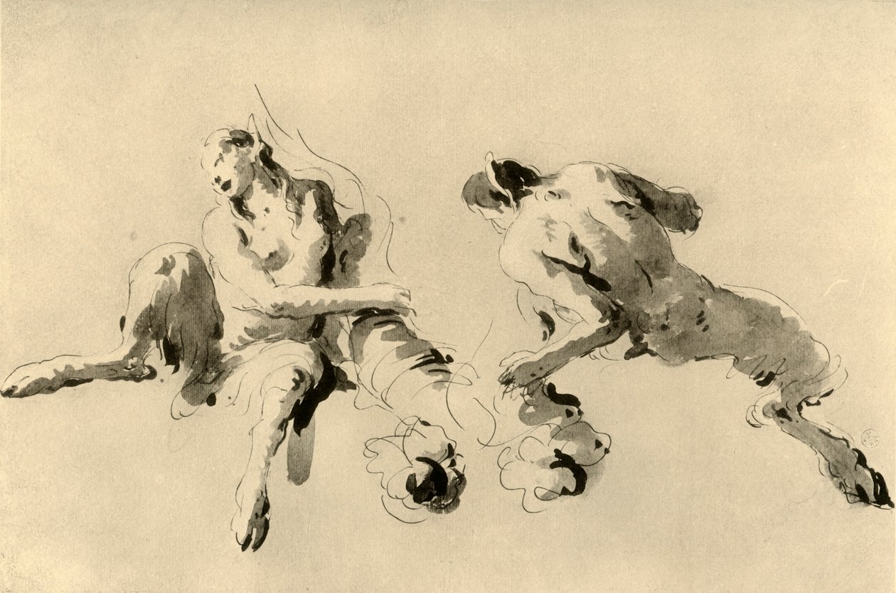 Mandlig og kvindelig faun med overflødighedshorn, midten af det 18. århundrede, 1928 af Giovanni Battista Tiepolo