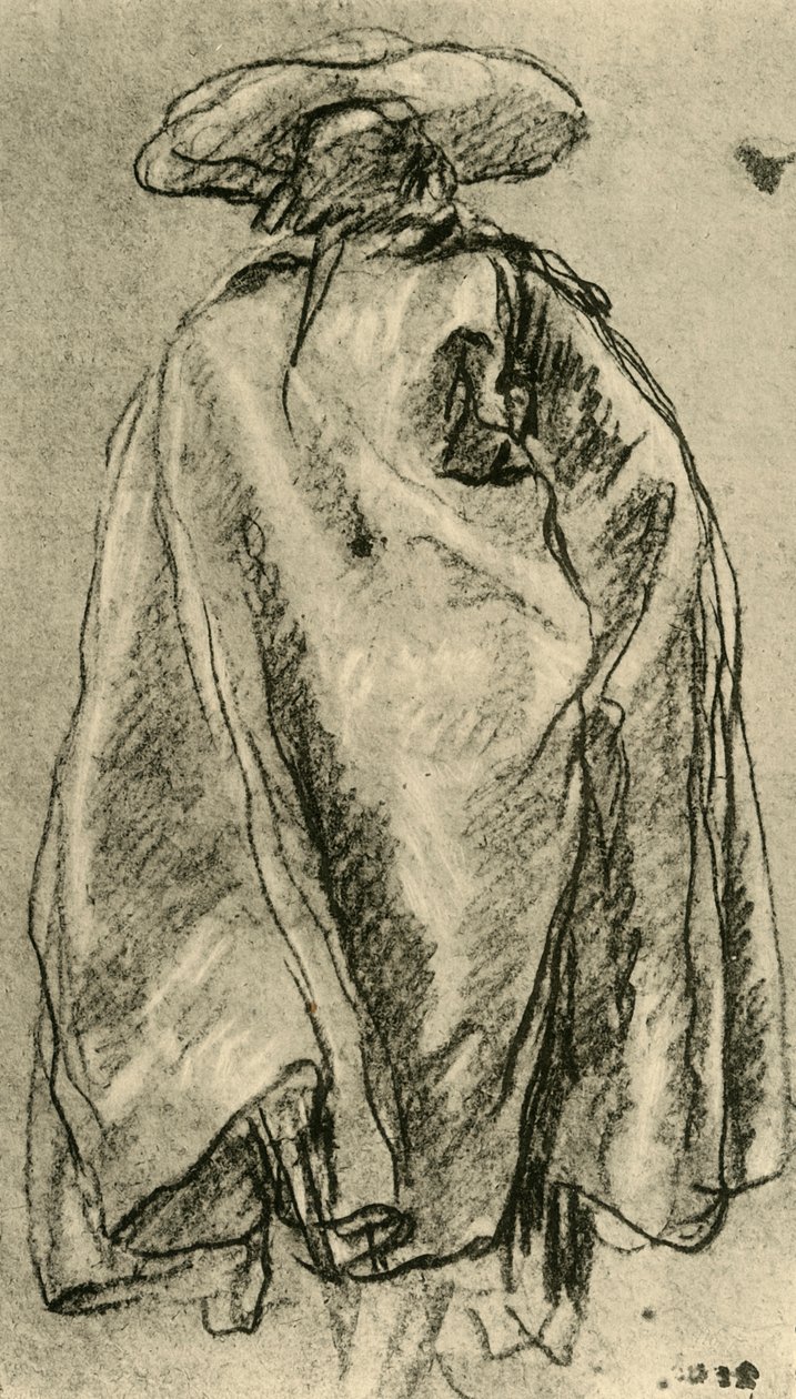 Mand i en stor kappe set bagfra, 1752, 1928 af Giovanni Battista Tiepolo