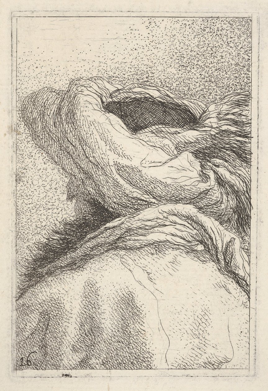Mand i turban, afbildet i bustelængdeformat bagfra i trekvart billede, fr..., ca. 1770. af Giovanni Battista Tiepolo