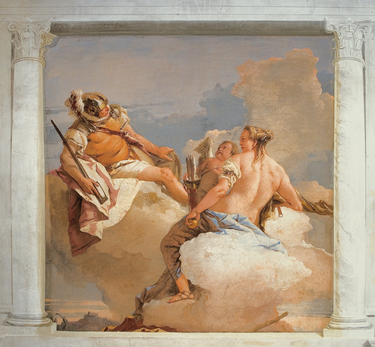 Mars og Venus, fra Room of Olympian Deities in the Foresteria (gæstehus) 1757 af Giovanni Battista Tiepolo
