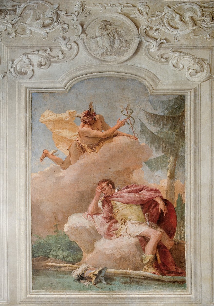 Mercury opfordrer Æneas til at forlade Kartago, fra Æneidens værelse i Palazzina, 1757 af Giovanni Battista Tiepolo
