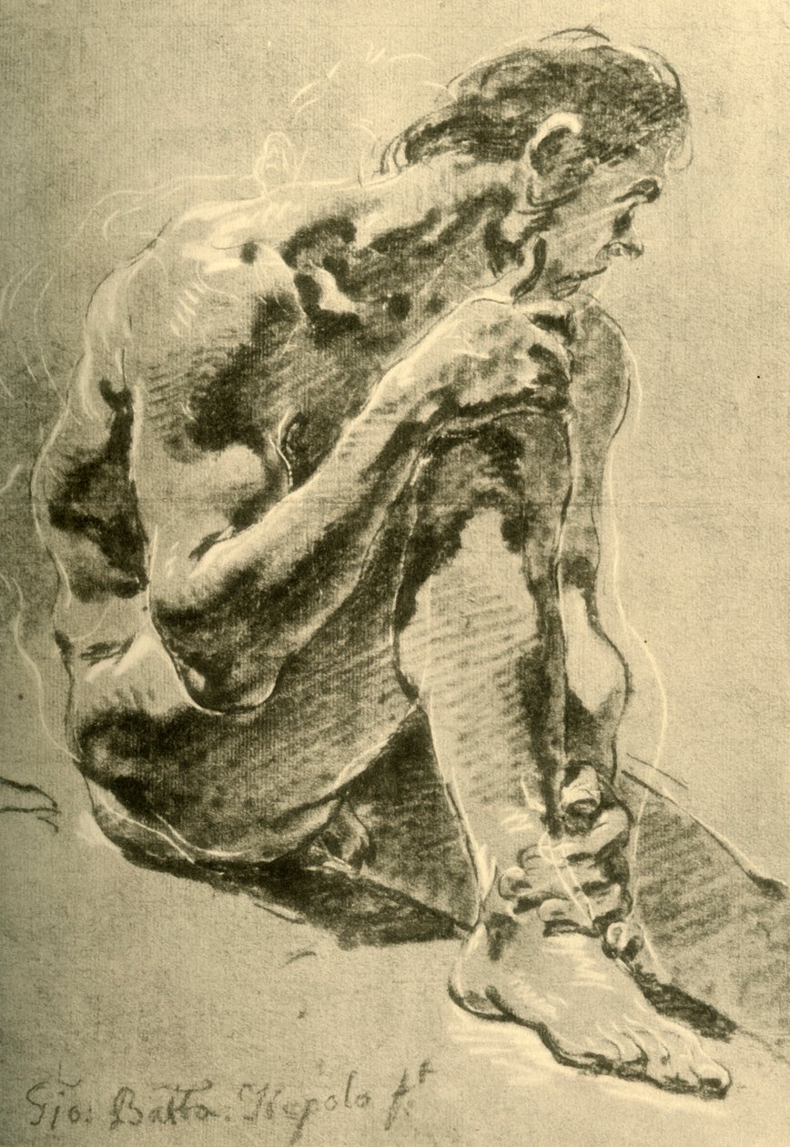 Nøgen siddende, 1715-1716, 1928 af Giovanni Battista Tiepolo