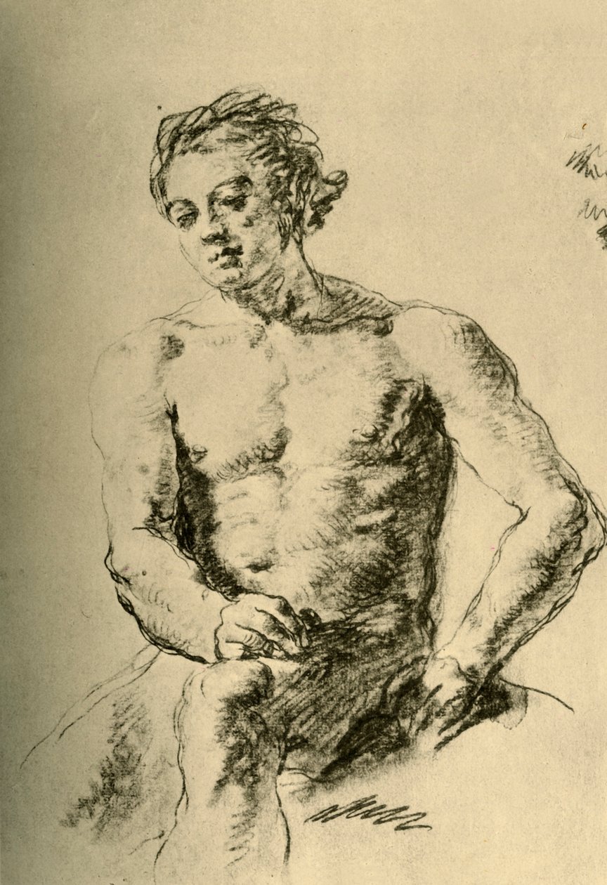 Nøgen siddende, midten af det 18. århundrede, 1928 af Giovanni Battista Tiepolo