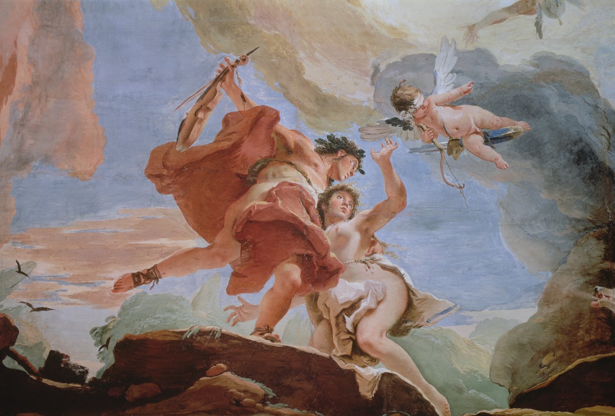 Orpheus redder Eurydice fra underverdenen detalje af loftet, se også 64555 af Giovanni Battista Tiepolo