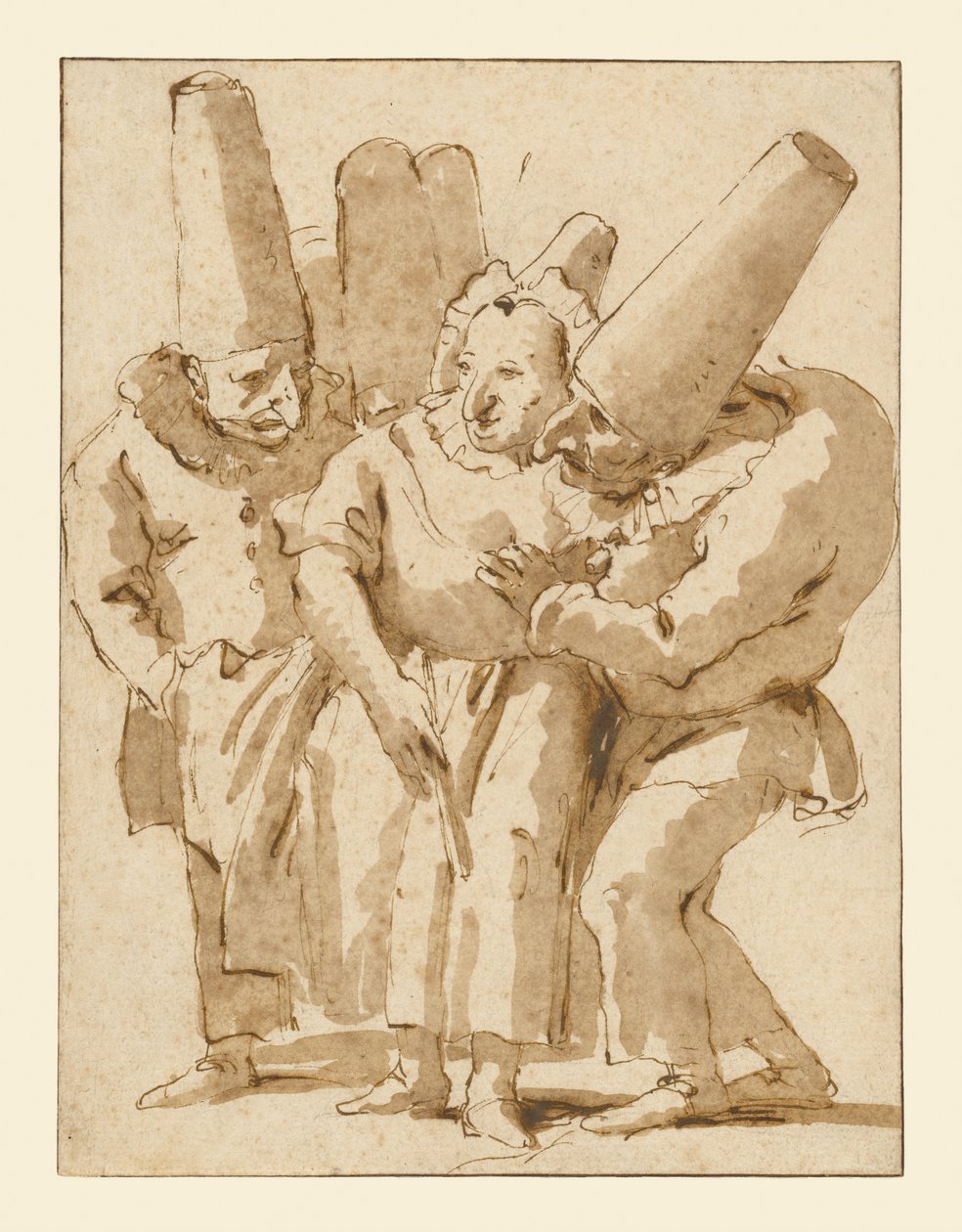 Punchinellos nærmer sig en kvinde af Giovanni Battista Tiepolo