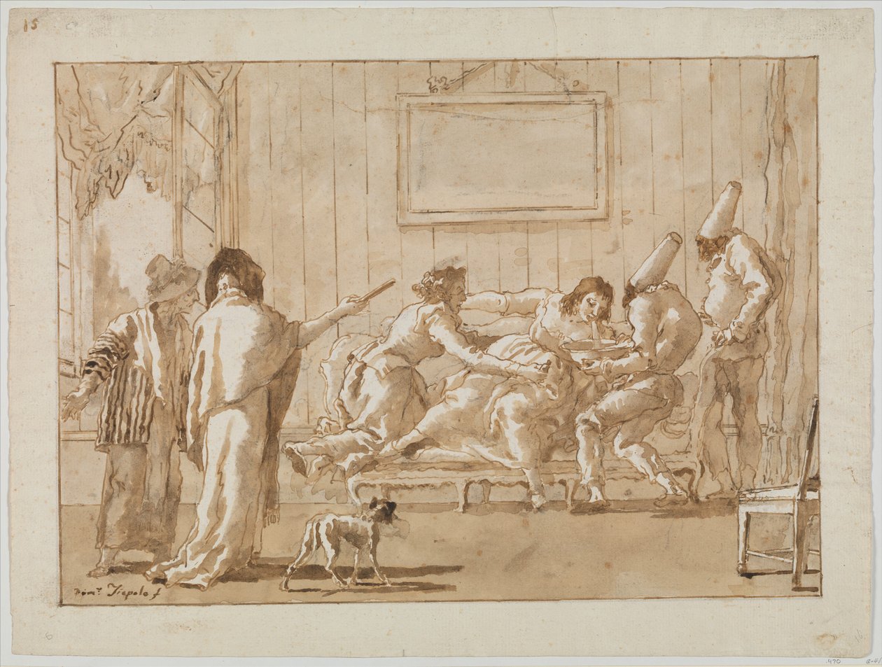 Punchinellos Moder (?) Syg i Svangerskab, c.1800 af Giovanni Battista Tiepolo