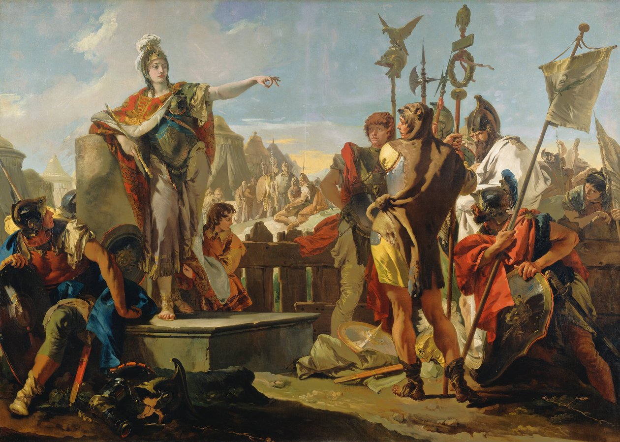 Dronning Zenobia henvender sig til sine soldater, 17251730. af Giovanni Battista Tiepolo