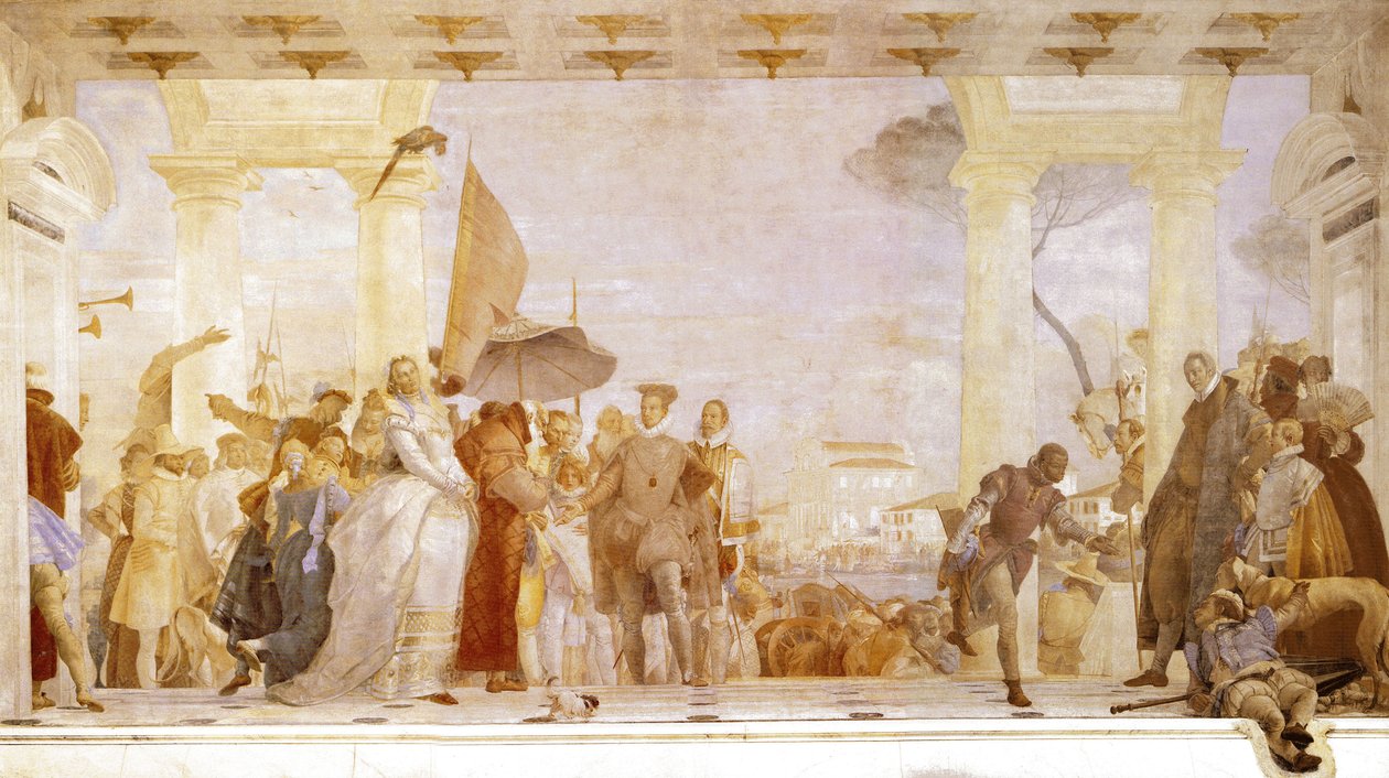 Modtagelse af Henrik III i Villa Contarini. af Giovanni Battista Tiepolo