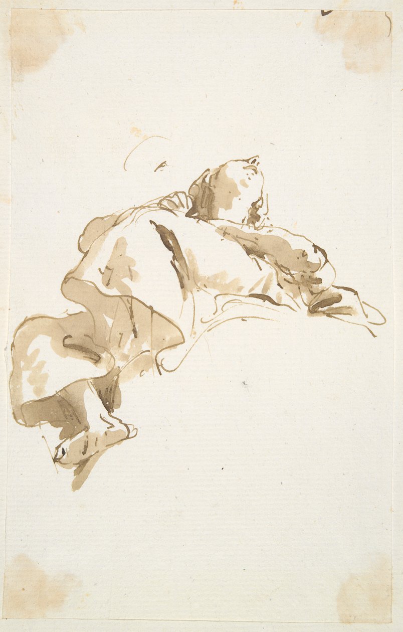 Tilbagelænet kvindeskikkelse set nedefra af Giovanni Battista Tiepolo