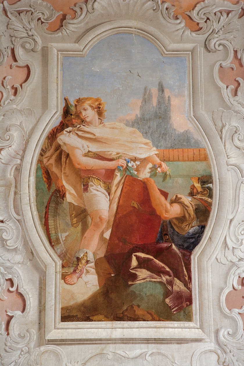 Rinaldo skammer sig over sin fortid, fra Jerusalems værelse leveret i Palazzina, 1757 af Giovanni Battista Tiepolo