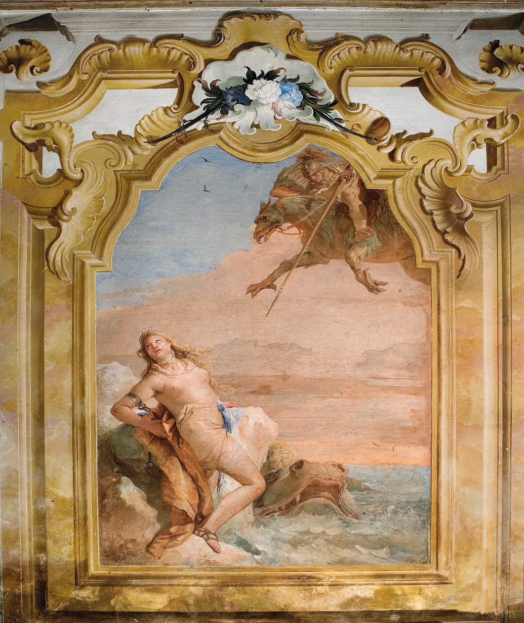 Ruggero befrier Angelica, fra Orlando Furiosos værelse i Palazzina, 1757 af Giovanni Battista Tiepolo