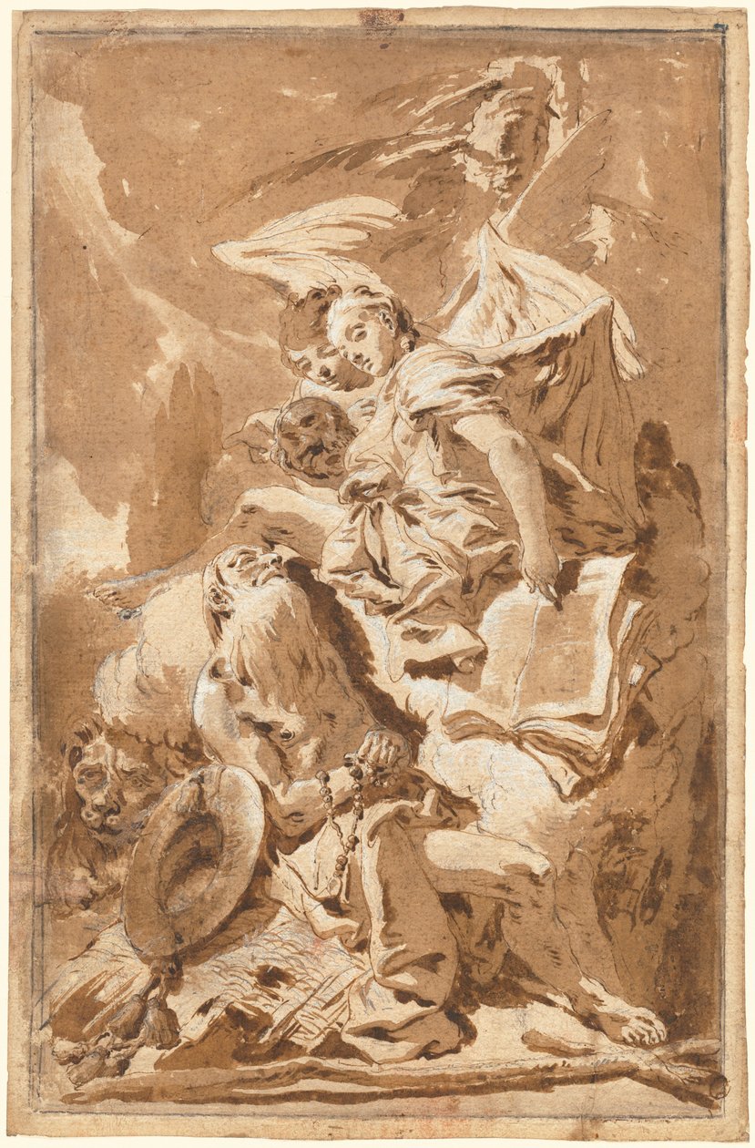 Sankt Hieronymus i ørkenen lytter til englene af Giovanni Battista Tiepolo
