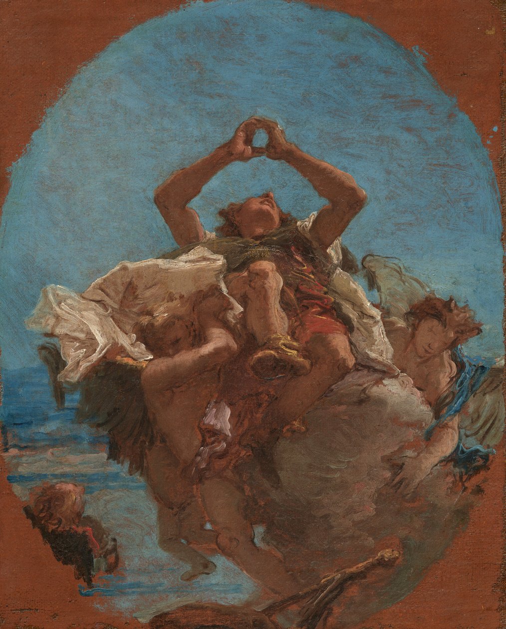 Der heilige Rochus von Engeln in den Himmel getragen af Giovanni Battista Tiepolo