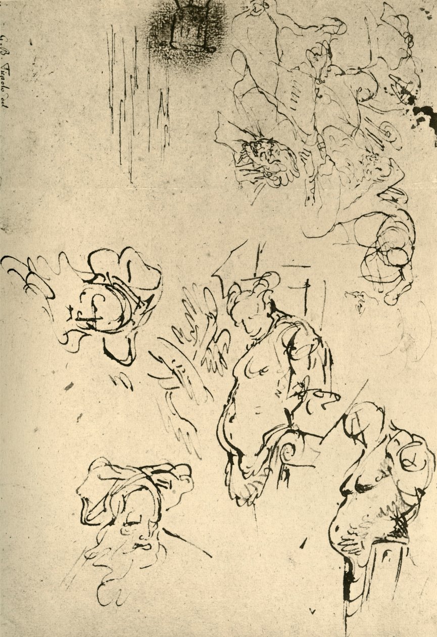 Satyr Herms and Oriental Heads, midten af det 18. århundrede, 1928 af Giovanni Battista Tiepolo