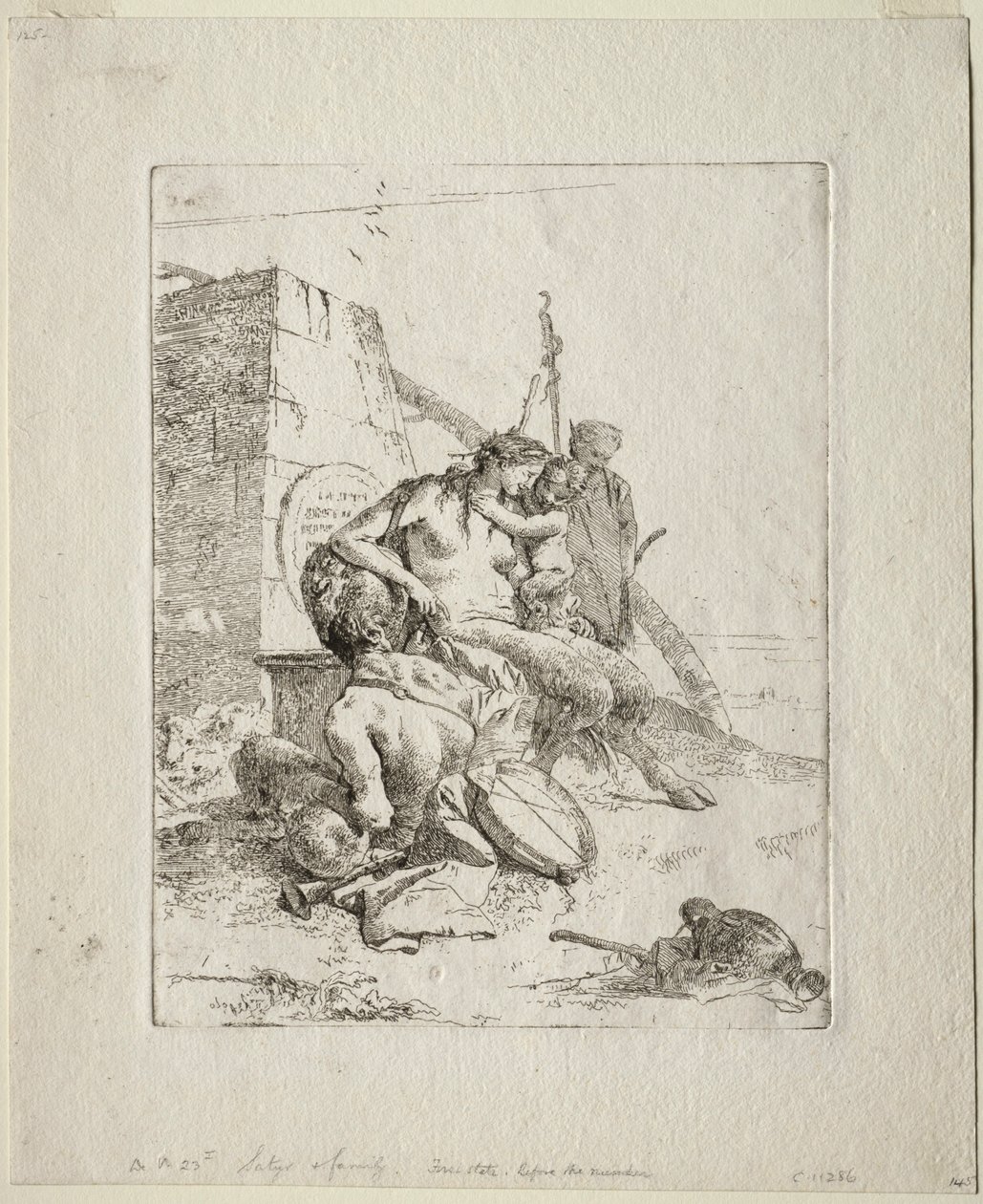 Scherzi: Satyrfamilie med Obelisken. af Giovanni Battista Tiepolo