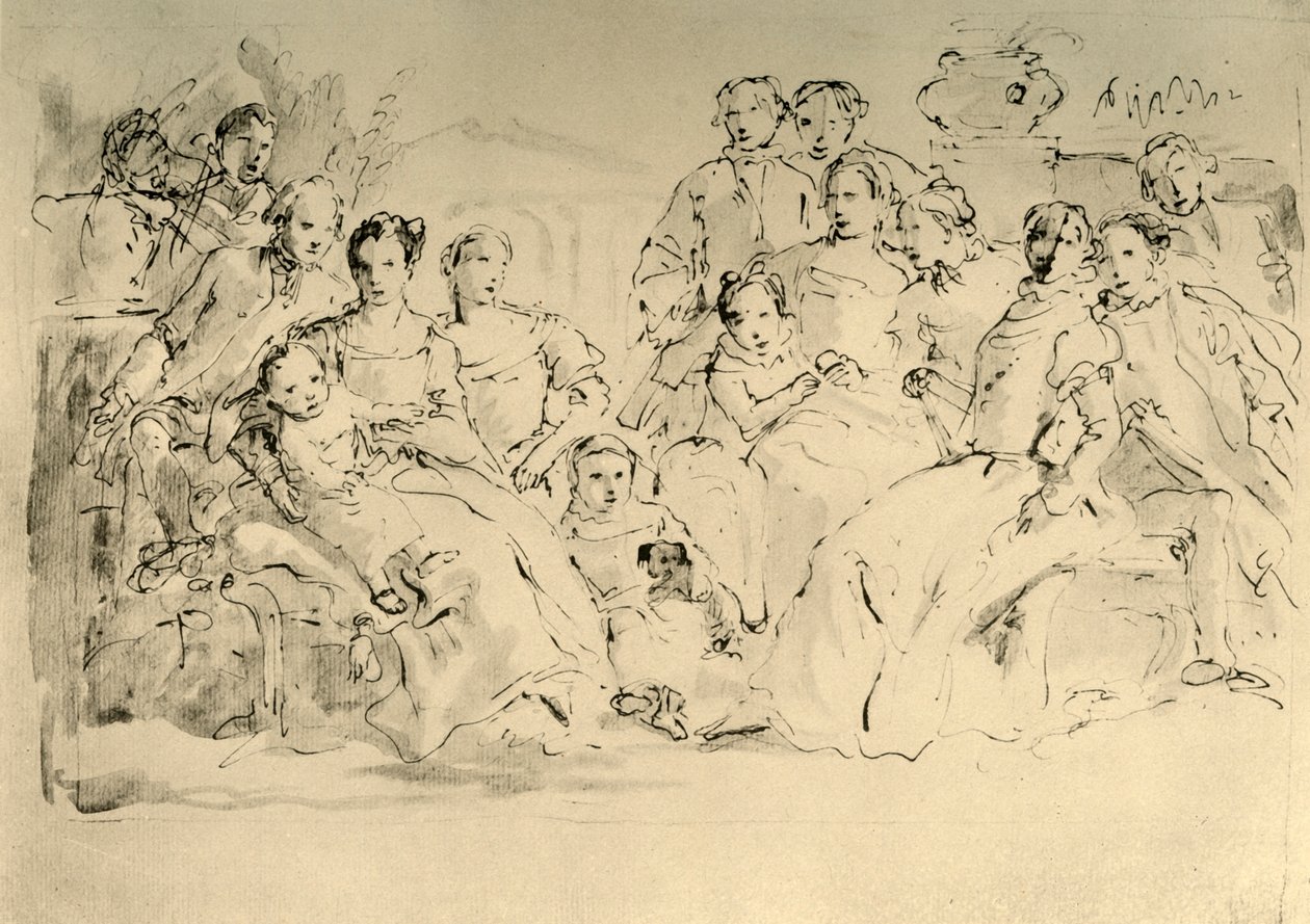 Skitse til et gruppeportræt, midten af det 18. århundrede, 1928 af Giovanni Battista Tiepolo