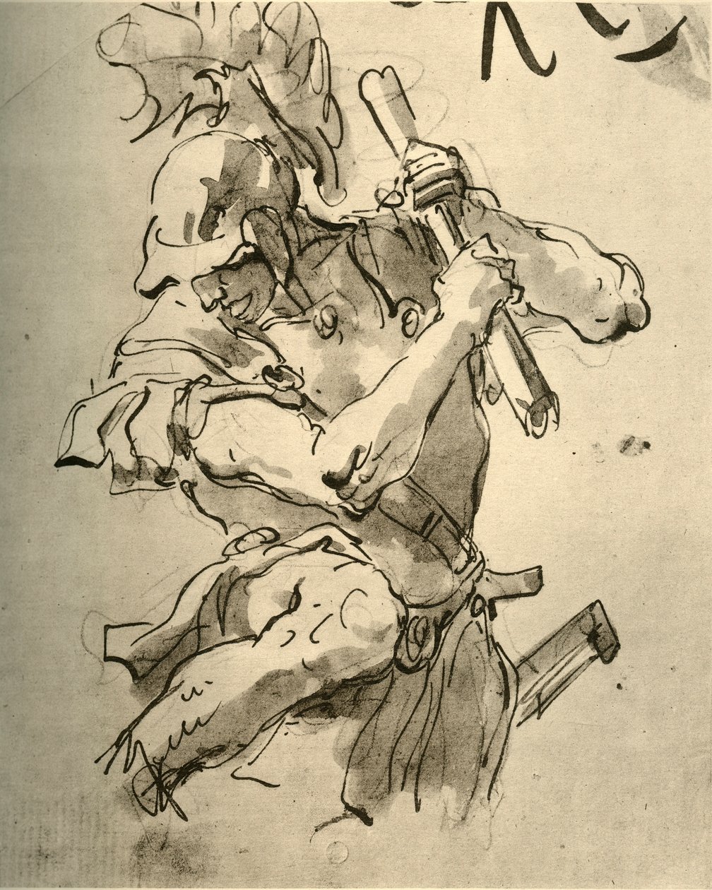 Soldat løfter armen for at slå, midten af det 18. århundrede, 1928 af Giovanni Battista Tiepolo