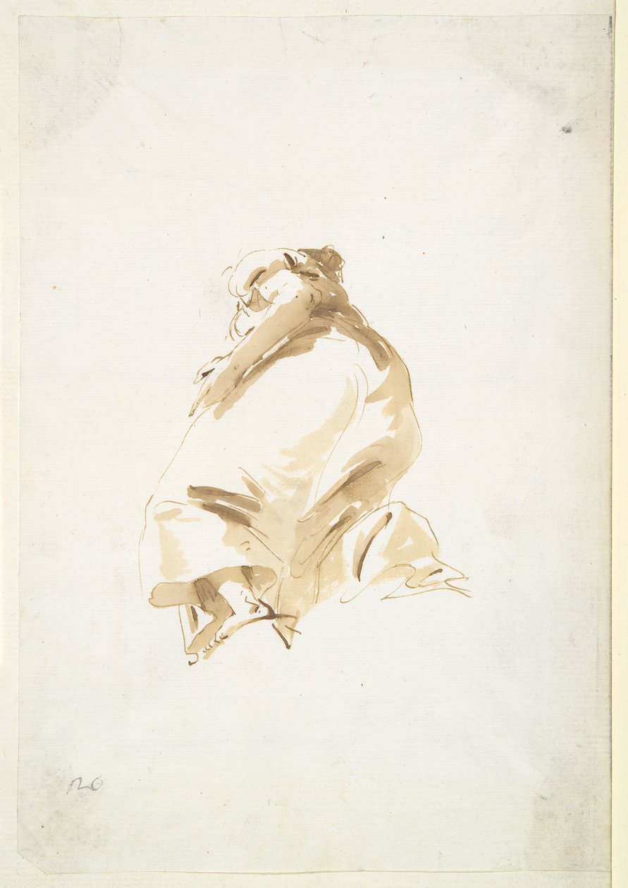 Stående kvindeskikkelse set bagfra og nedefra af Giovanni Battista Tiepolo
