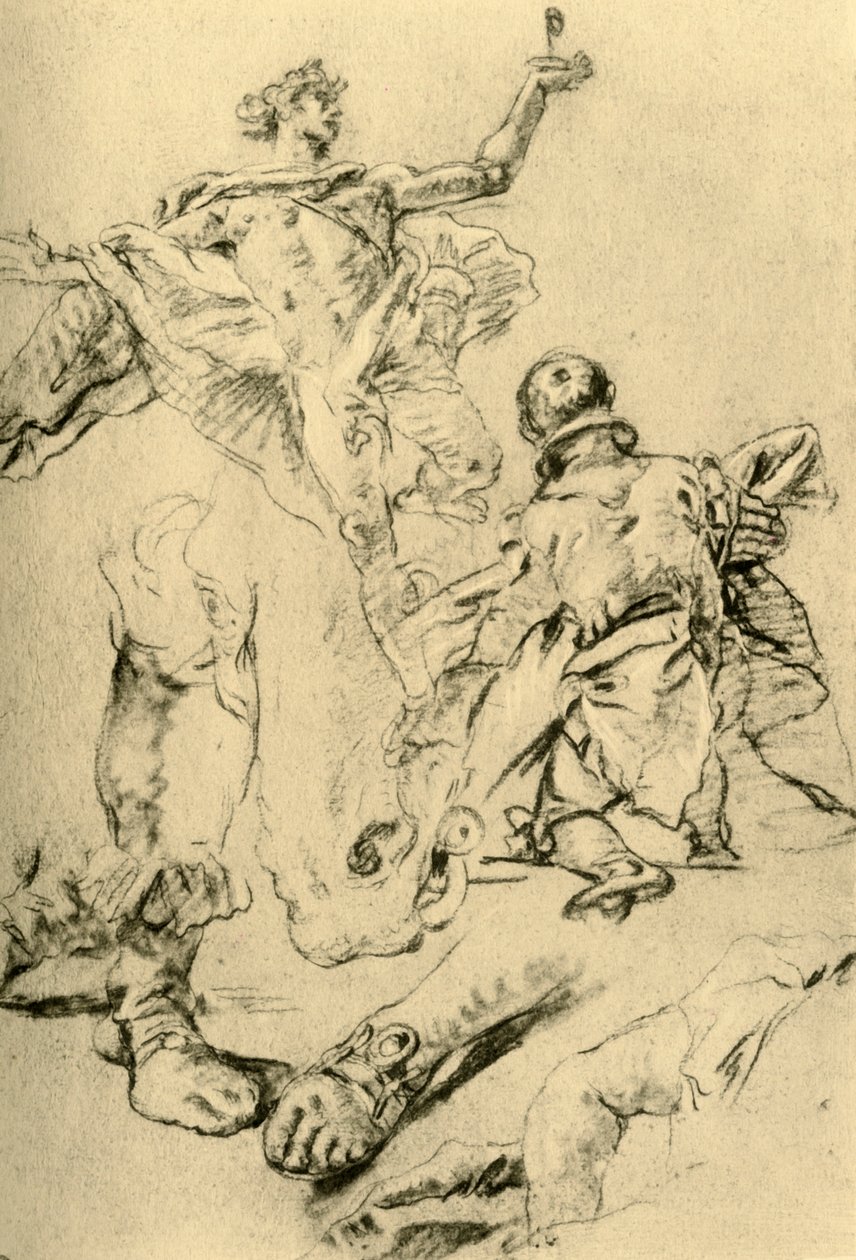 Undersøgelse for en side i Kaisersaal, 1751-1752, 1928 af Giovanni Battista Tiepolo