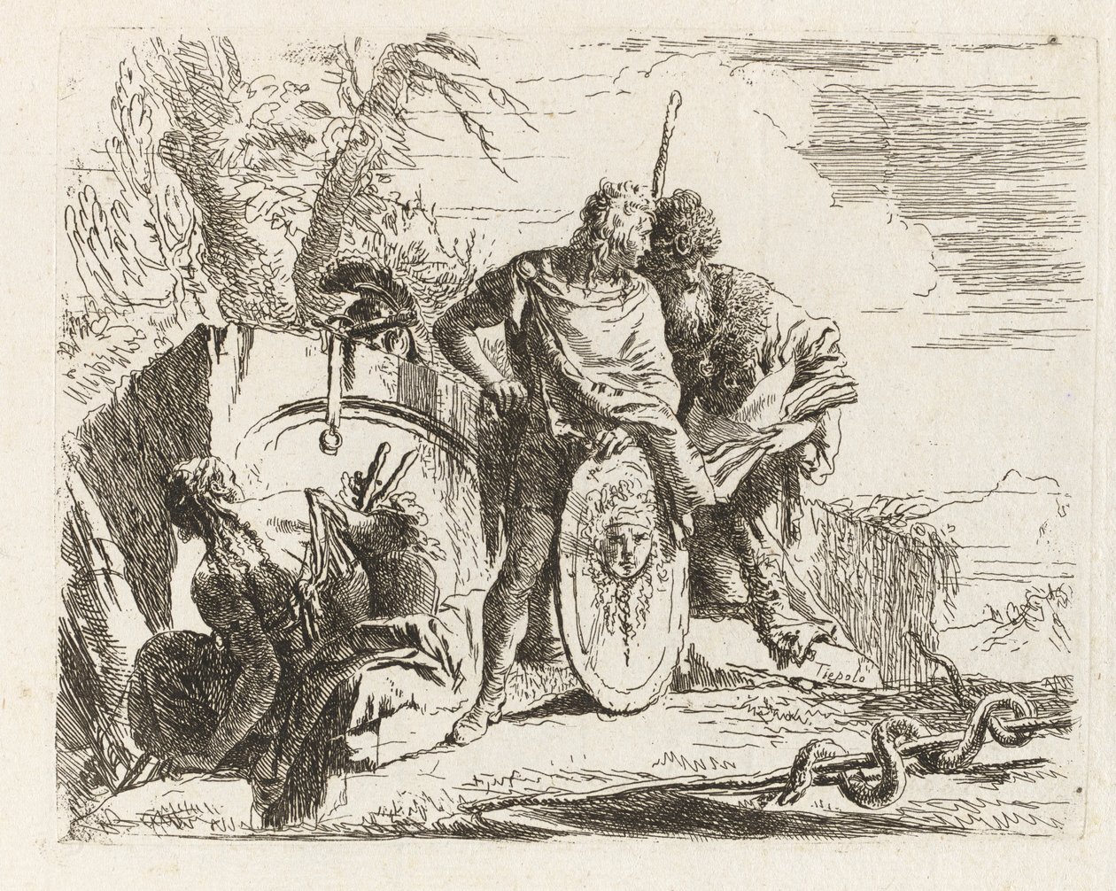 Astrologen og den unge soldat, fra Vari capricci (Various Capriccios) af Giovanni Battista Tiepolo