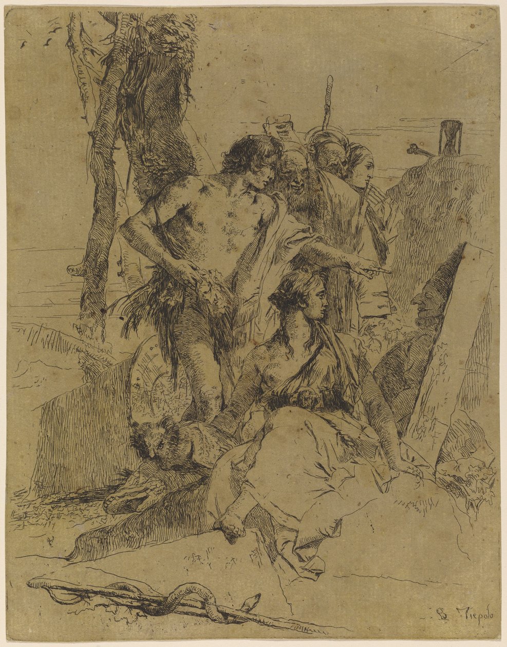 Opdagelsen af Punchinellos grav af Giovanni Battista Tiepolo