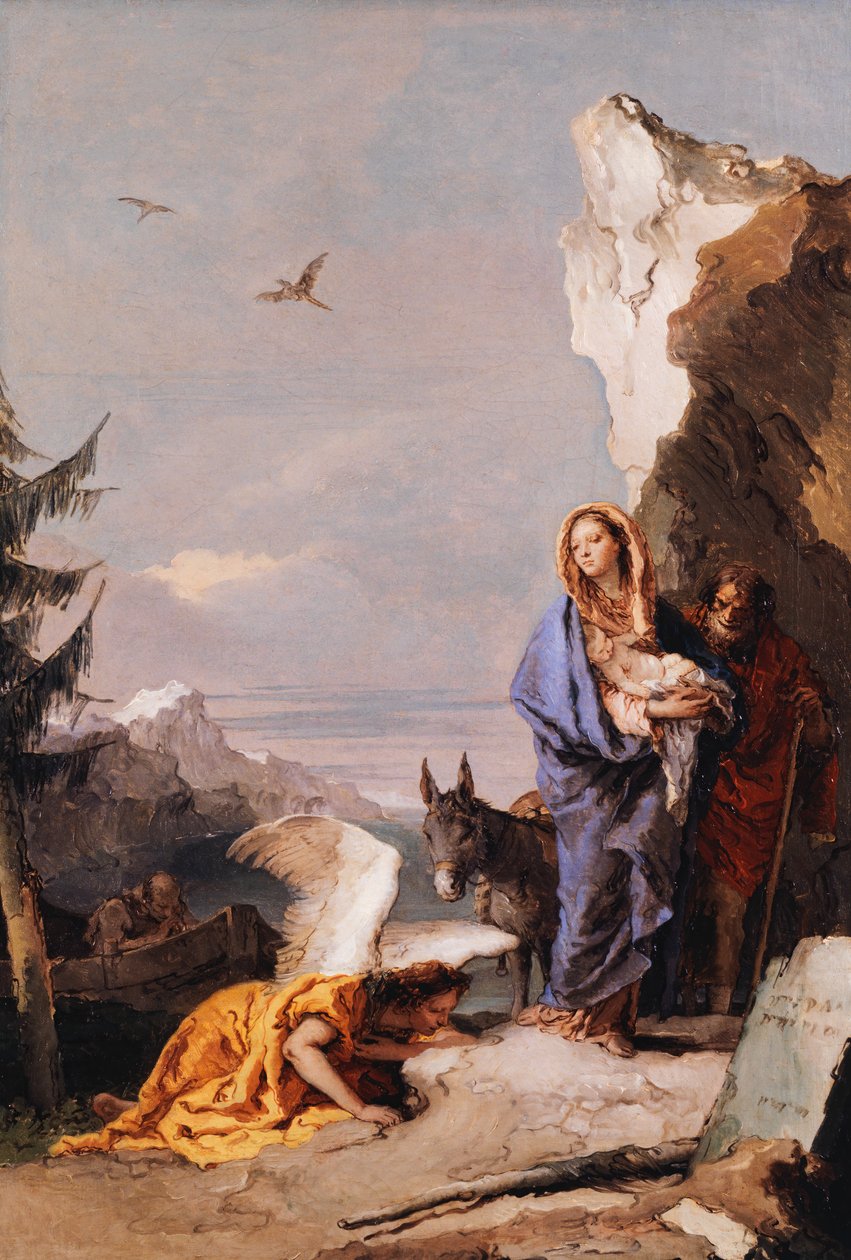 Flugten til Egypten, ca. 1767-70. af Giovanni Battista Tiepolo