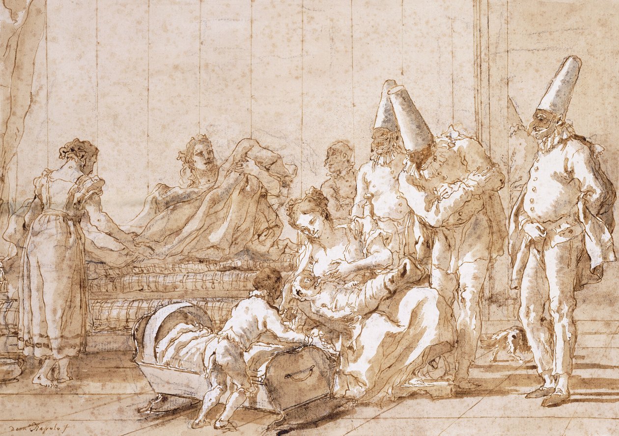 Punchinellos sygepleje, 1790-1804 af Giovanni Battista Tiepolo