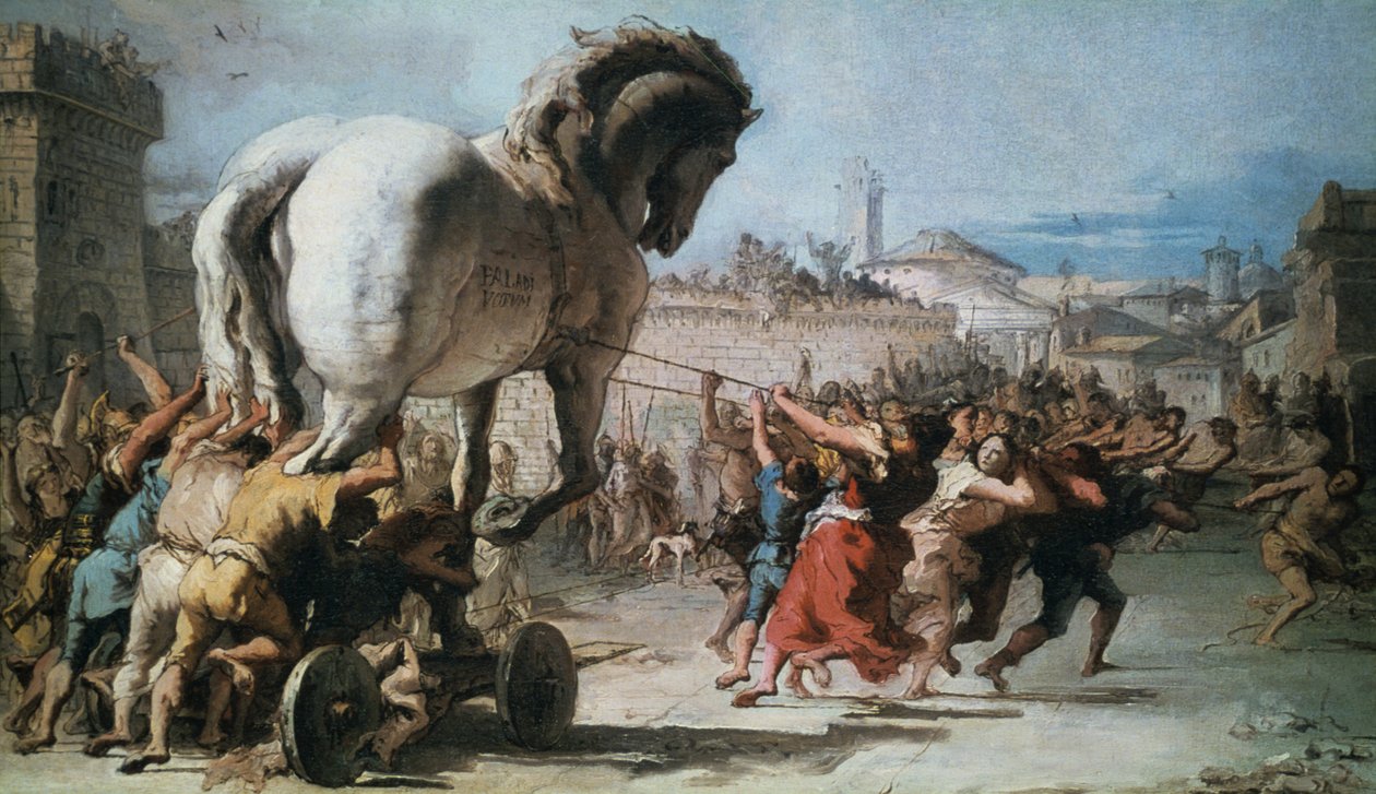 Processionen af den trojanske hest til Troja, c1760 af Giovanni Battista Tiepolo