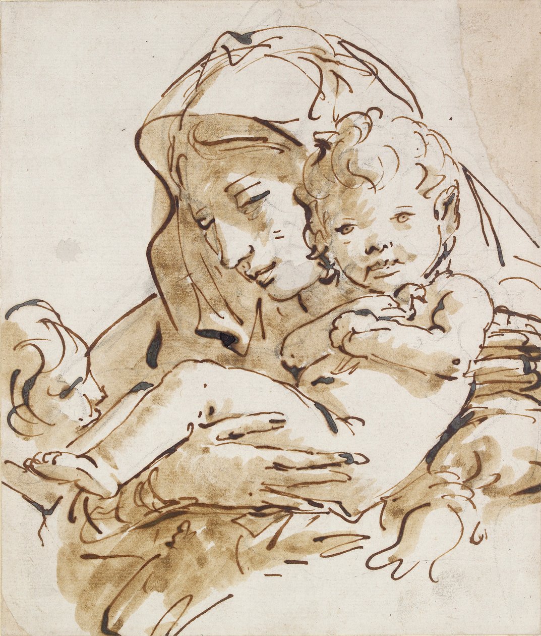 Jomfruen og barnet med spædbarnet St. John, c1770. Kunstnere: Giovanni Battista Tiepolo, St John the Evangelist. af Giovanni Battista Tiepolo